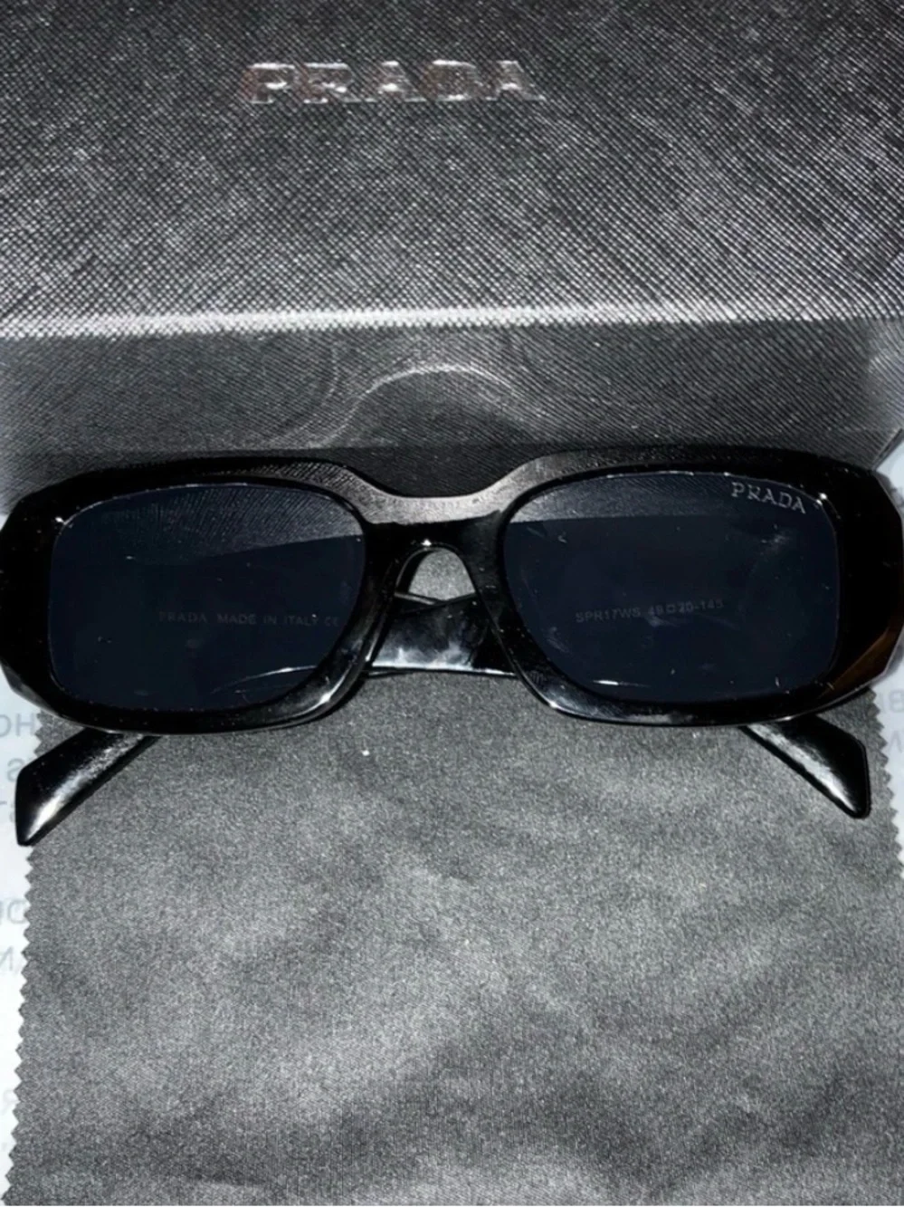 Prada Black Slim Rectangular Sunglasses